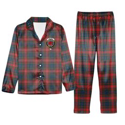 ScotsTee Shop Scottish Wilson Modern Tartan Crest Tartan Pajama Satin Velvet Flannel Pajama Set