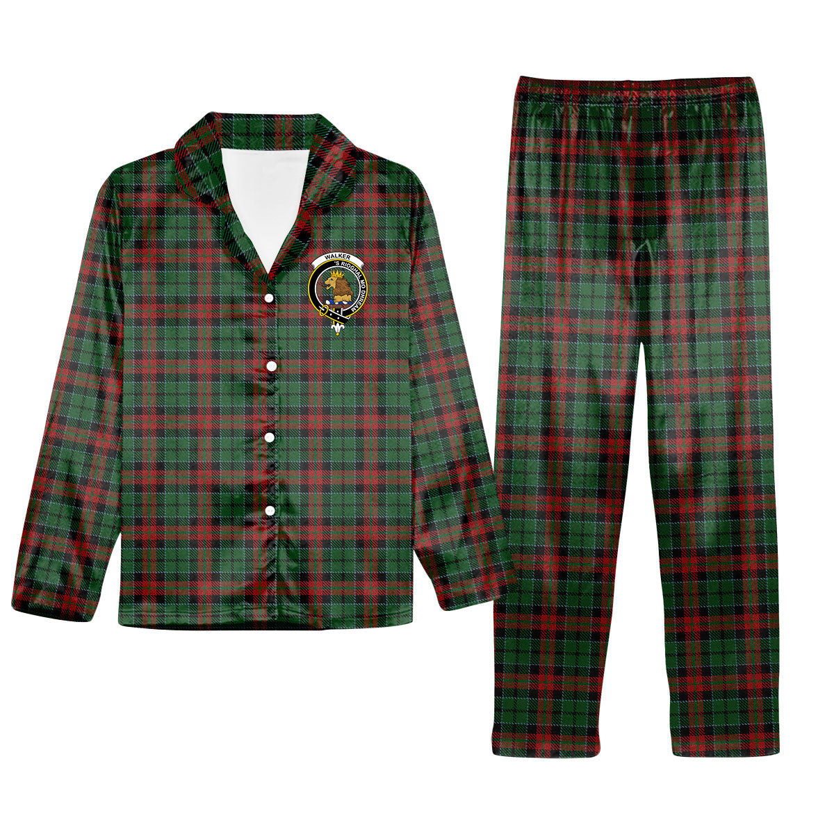ScotsTee Shop Scottish Walker James Crest Tartan Pajama Satin Velvet Flannel Pajama Set