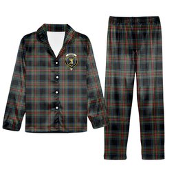ScotsTee Shop Scottish Stewart Black Ancient Crest Tartan Pajama Satin Velvet Flannel Pajama Set
