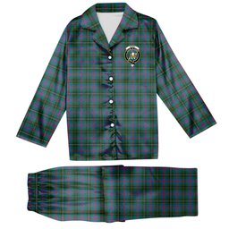 ScotsTee Shop Scottish Wood Ancient Crest Tartan Pajama Satin Velvet Flannel Pajama Set