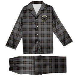 ScotsTee Shop Scottish Turnbull, Dress Bruce Crest Tartan Pajama Satin Velvet Flannel Pajama Set
