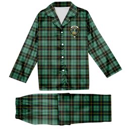 ScotsTee Shop Scottish Wallace Hunting Ancient Crest Tartan Pajama Satin Velvet Flannel Pajama Set