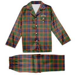 ScotsTee Shop Scottish Stevenson Old Modern Crest Tartan Pajama Satin Velvet Flannel Pajama Set