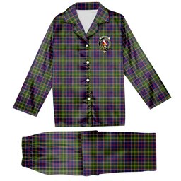 ScotsTee Shop Scottish Whitefoord Crest Tartan Pajama Satin Velvet Flannel Pajama Set