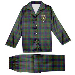 ScotsTee Shop Scottish Stewart of Appin Hunting Modern Crest Tartan Pajama Satin Velvet Flannel Pajama Set