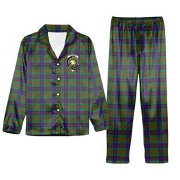 ScotsTee Shop Scottish Stewart of Appin Hunting Modern Crest Tartan Pajama Satin Velvet Flannel Pajama Set