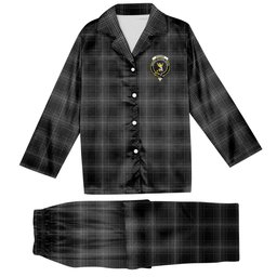 ScotsTee Shop Scottish Stewart Mourning 1880 Crest Tartan Pajama Satin Velvet Flannel Pajama Set