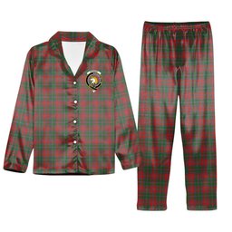 ScotsTee Shop Scottish Stewart of Appin Ancient Clan Crest Tartan Pajama Satin Velvet Flannel Pajama Set