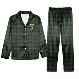 ScotsTee Shop Scottish Stewart Hunting Crest Tartan Pajama Satin Velvet Flannel Pajama Set