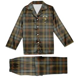 ScotsTee Shop Scottish Stewart Hunting Weathered Crest Tartan Pajama Satin Velvet Flannel Pajama Set