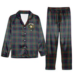 ScotsTee Shop Scottish Stewart of Appin Hunting Modern Clan Crest Tartan Pajama Satin Velvet Flannel Pajama Set