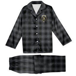 ScotsTee Shop Scottish Stewart Mourning Originaux Modern Clan Crest Tartan Pajama Satin Velvet Flannel Pajama Set