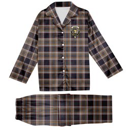 ScotsTee Shop Scottish Stewart Navy Crest Tartan Pajama Satin Velvet Flannel Pajama Set