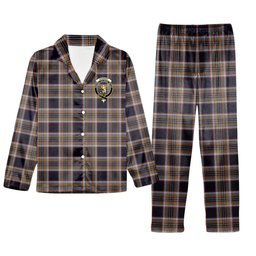 ScotsTee Shop Scottish Stewart Navy Crest Tartan Pajama Satin Velvet Flannel Pajama Set