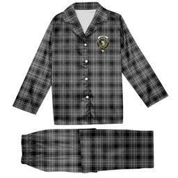 ScotsTee Shop Scottish Stewart Mourning 3 Crest Tartan Pajama Satin Velvet Flannel Pajama Set