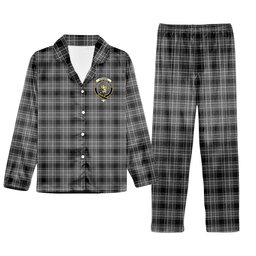 ScotsTee Shop Scottish Stewart Mourning 3 Crest Tartan Pajama Satin Velvet Flannel Pajama Set