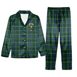 ScotsTee Shop Scottish Stewart Hunting Modern SC Crest Tartan Pajama Satin Velvet Flannel Pajama Set