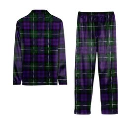 ScotsTee Shop Scottish Baillie Highland Society Crest Tartan Pajama Satin Velvet Flannel Pajama Set