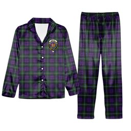ScotsTee Shop Scottish Baillie Highland Society Crest Tartan Pajama Satin Velvet Flannel Pajama Set