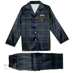 ScotsTee Shop Scottish Baird Modern Crest Tartan Pajama Satin Velvet Flannel Pajama Set