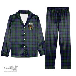 ScotsTee Shop Scottish Baird Modern Crest Tartan Pajama Satin Velvet Flannel Pajama Set