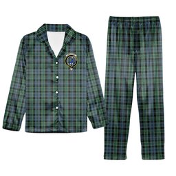 ScotsTee Shop Scottish Arbuthnott - TD Crest Tartan Pajama Satin Velvet Flannel Pajama Set