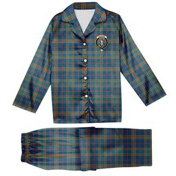 ScotsTee Shop Scottish Balfour Blue Ancient Crest Tartan Pajama Satin Velvet Flannel Pajama Set