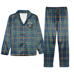 ScotsTee Shop Scottish Balfour Blue Ancient Crest Tartan Pajama Satin Velvet Flannel Pajama Set