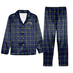 ScotsTee Shop Scottish Arbuthnot Modern Crest Tartan Pajama Satin Velvet Flannel Pajama Set