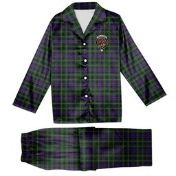 ScotsTee Shop Scottish Abercrombie Wilsons No 2-64 Crest Tartan Pajama Satin Velvet Flannel Pajama Set