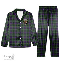 ScotsTee Shop Scottish Abercrombie Wilsons No 2-64 Crest Tartan Pajama Satin Velvet Flannel Pajama Set