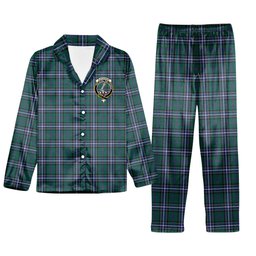 ScotsTee Shop Scottish Alexander of Menstry Hunting Modern Crest Tartan Pajama Satin Velvet Flannel Pajama Set