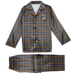 ScotsTee Shop Scottish Aikenhead Crest Tartan Pajama Satin Velvet Flannel Pajama Set