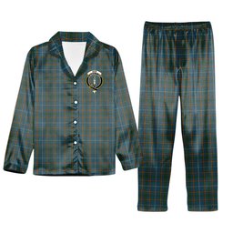 ScotsTee Shop Scottish Bain SC Crest Tartan Pajama Satin Velvet Flannel Pajama Set