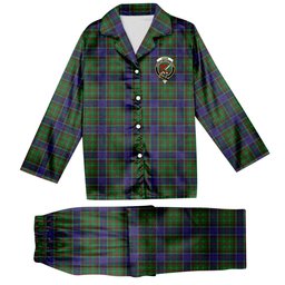 ScotsTee Shop Scottish Adam Crest Tartan Pajama Satin Velvet Flannel Pajama Set