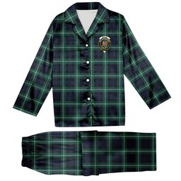 ScotsTee Shop Scottish Baillie of Polkemmet Modern Crest Tartan Pajama Satin Velvet Flannel Pajama Set