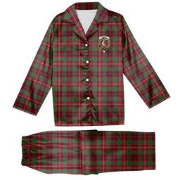 ScotsTee Shop Scottish Ainslie Modern Crest Tartan Pajama Satin Velvet Flannel Pajama Set