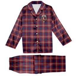 ScotsTee Shop Scottish Ainslie Crest Tartan Pajama Satin Velvet Flannel Pajama Set