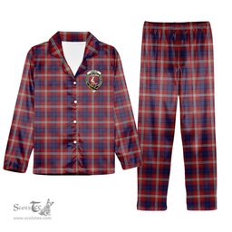 ScotsTee Shop Scottish Ainslie Crest Tartan Pajama Satin Velvet Flannel Pajama Set