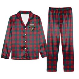 ScotsTee Shop Scottish Auchinleck Crest Tartan Pajama Satin Velvet Flannel Pajama Set