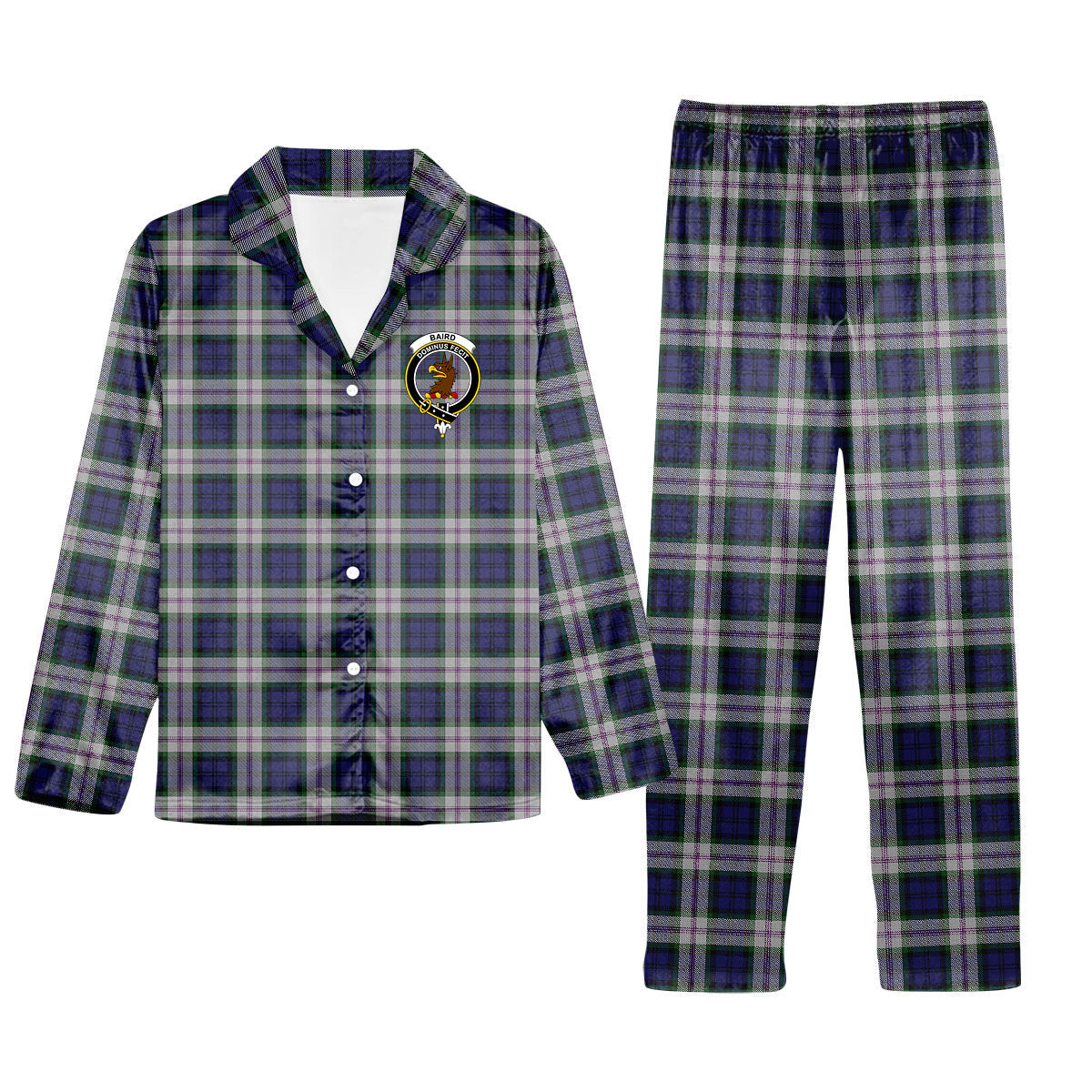 ScotsTee Shop Scottish Baird Dress Crest Tartan Pajama Satin Velvet Flannel Pajama Set