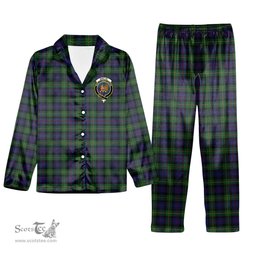 ScotsTee Shop Scottish Baillie (Fencibles) Crest Tartan Pajama Satin Velvet Flannel Pajama Set