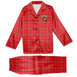 ScotsTee Shop Scottish Burnett Modern Crest Tartan Pajama Satin Velvet Flannel Pajama Set