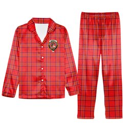 ScotsTee Shop Scottish Burnett Modern Crest Tartan Pajama Satin Velvet Flannel Pajama Set