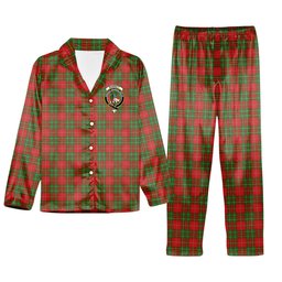 ScotsTee Shop Scottish Burnett Ancient Crest Tartan Pajama Satin Velvet Flannel Pajama Set