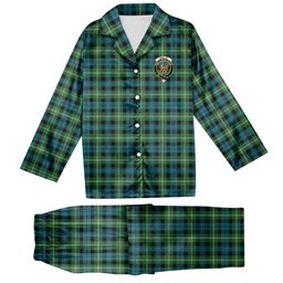 ScotsTee Shop Scottish Baillie of Polkemmet Ancient Crest Tartan Pajama Satin Velvet Flannel Pajama Set