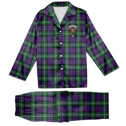ScotsTee Shop Scottish Baillie Highland Society Ancient Crest Tartan Pajama Satin Velvet Flannel Pajama Set