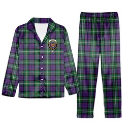 ScotsTee Shop Scottish Baillie Highland Society Ancient Crest Tartan Pajama Satin Velvet Flannel Pajama Set