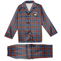 ScotsTee Shop Scottish Bethune Crest Tartan Pajama Satin Velvet Flannel Pajama Set