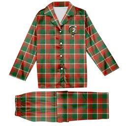 ScotsTee Shop Scottish Brisbane Ancient Crest Tartan Pajama Satin Velvet Flannel Pajama Set